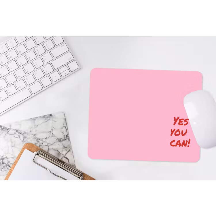 Yes you can do it - Rood - Roze muismat rubber klein -witbureau