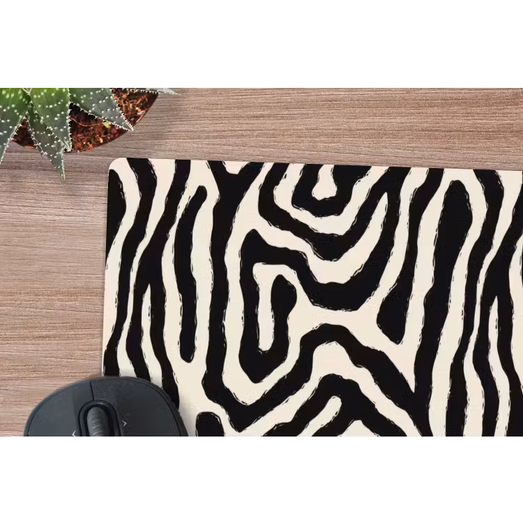 Zebra - Abstract - Zwart muismat rubber klein 262 -closeup