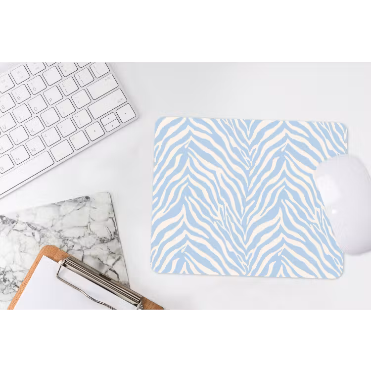 Zebra - Motief - Blauw - Wit muismat rubber klein 262 -witbureau