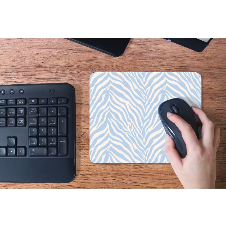 Zebra - Motief - Blauw - Wit muismat rubber klein 262 -toetsenbord