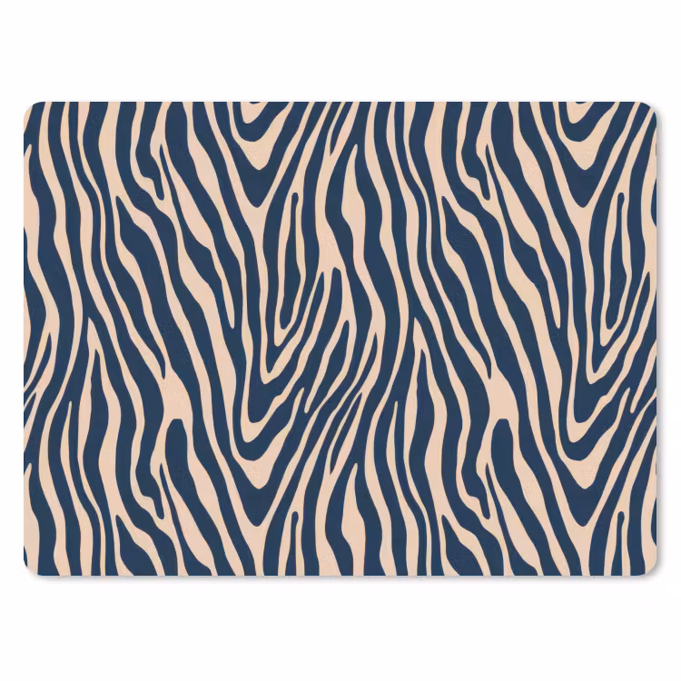 Zebra - Patroon - Blauw - Beige muismat rubber klein 262 -3d