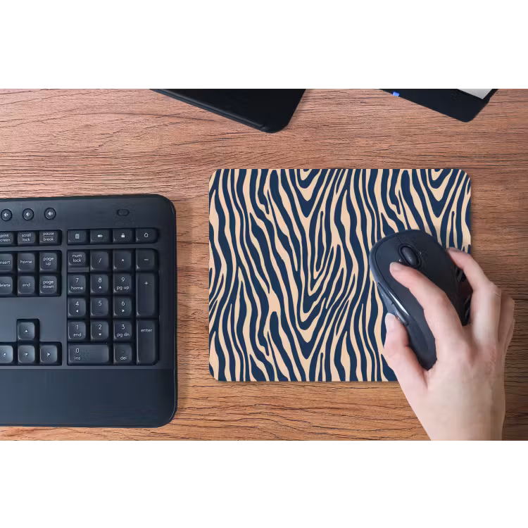 Zebra - Patroon - Blauw - Beige muismat rubber klein 262 -toetsenbord