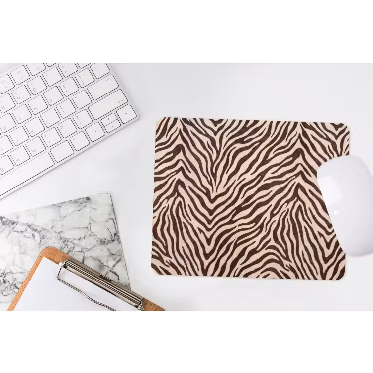 Zebra - Strepen - Bruin muismat rubber klein -witbureau