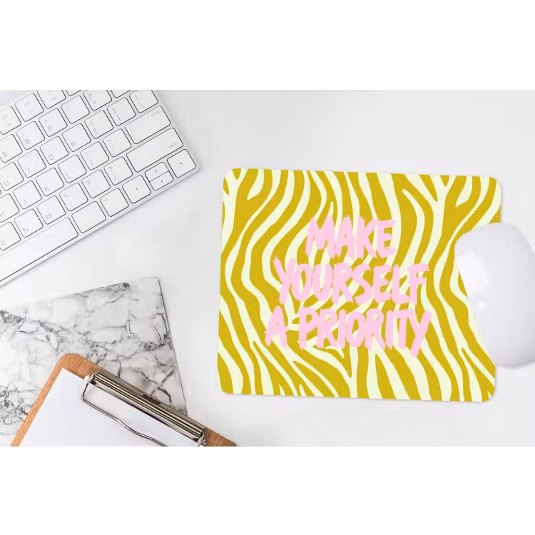 Zebraprint - Priority - Roze muismat rubber klein -witbureau