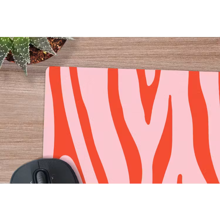 Zebraprint - Roze - Rood - Dierenprint muismat rubber klein -closeup