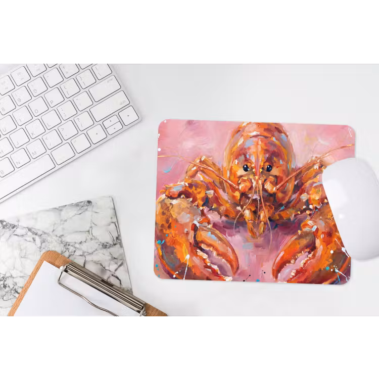 Zeeleven - Kreeft - Spatters - Abstract - Roze muismat rubber klein -witbureau