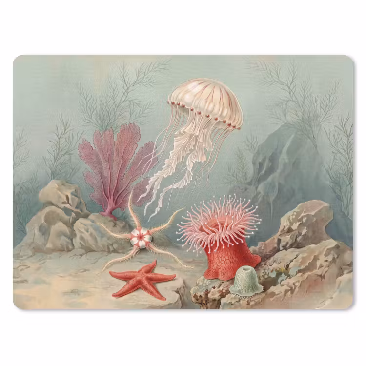 Zeeleven - Kwal - Onderwater - Illustratie - Beige muismat rubber klein -3d