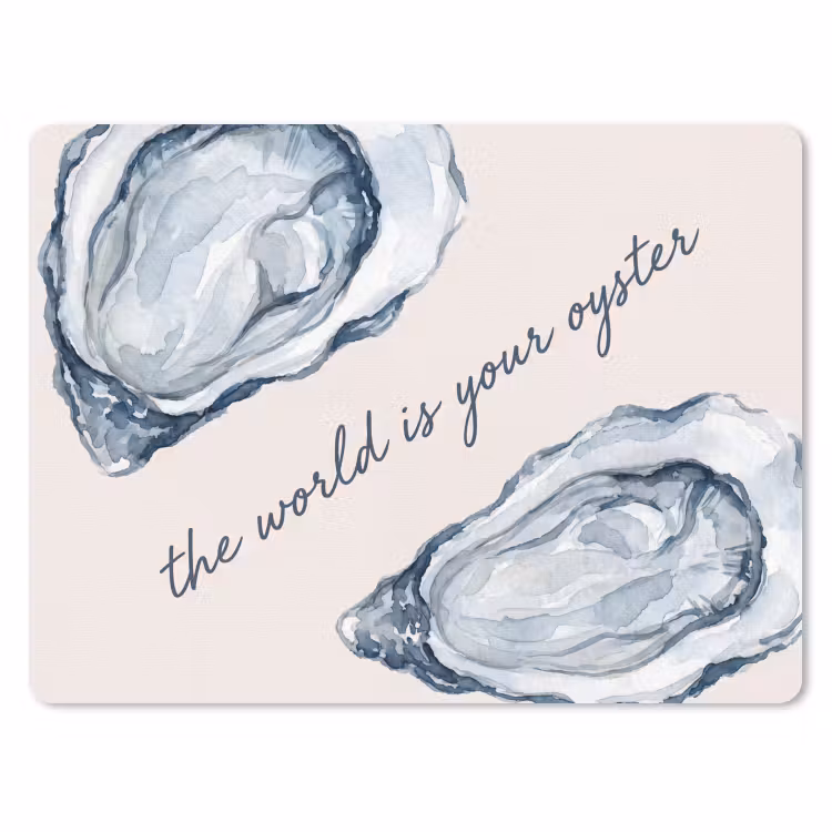 Zeeleven - Oester - Aquarel - Minimalistisch - Blauw muismat rubber klein -3d