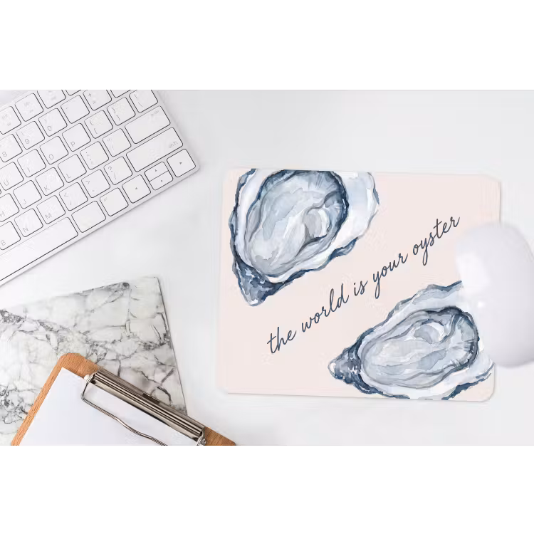 Zeeleven - Oester - Aquarel - Minimalistisch - Blauw muismat rubber klein -witbureau