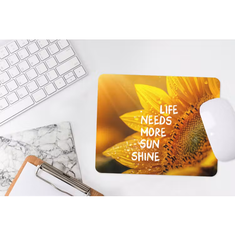 Zonnebloem - Close up - Geel - Quote muismat rubber klein -witbureau