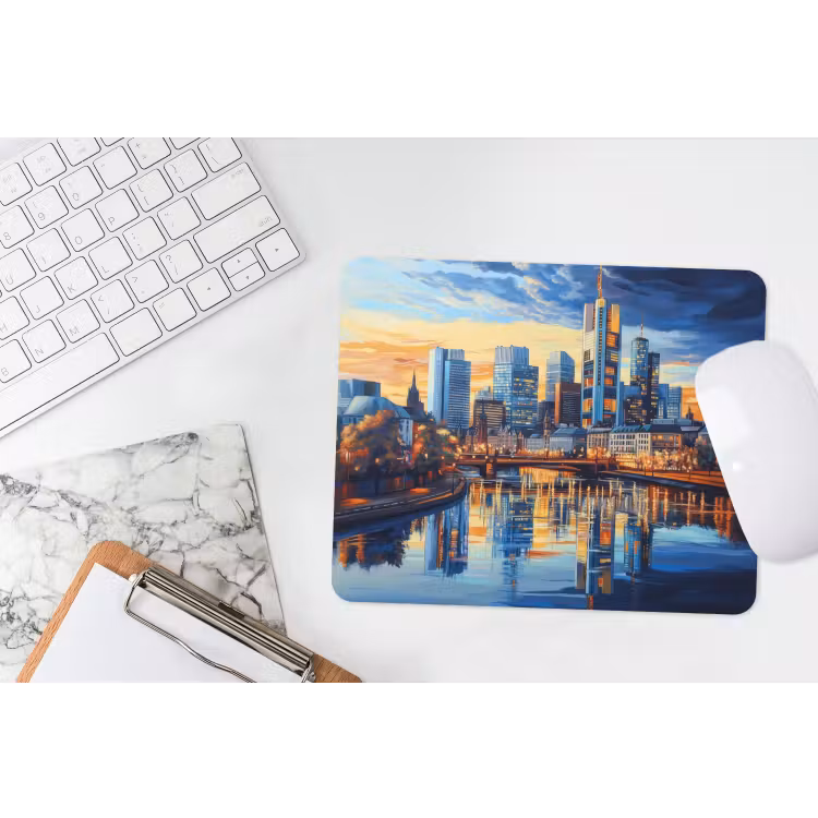 Zonsondergang Frankfurt - Stad - Skyline - Water muismat rubber klein -witbureau
