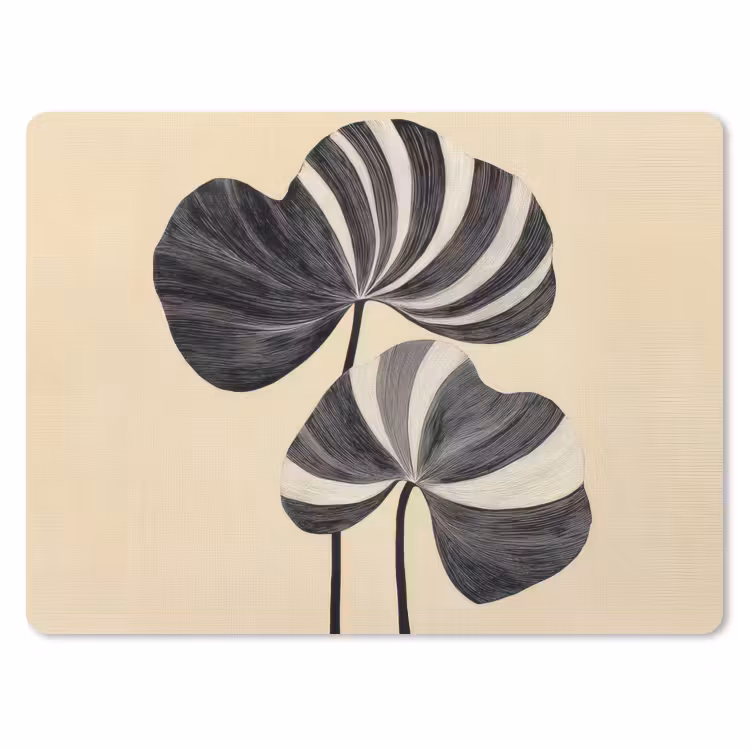 Zwart - Bladeren - Strepen - Minimalistisch muismat rubber klein -3d