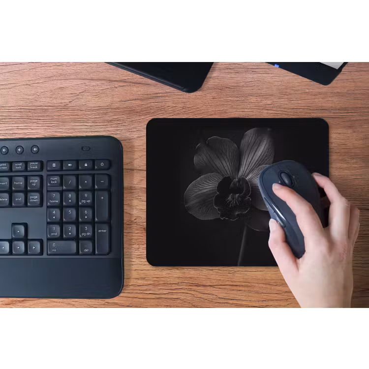 Zwart - Bloem - Orchidee muismat rubber klein -toetsenbord