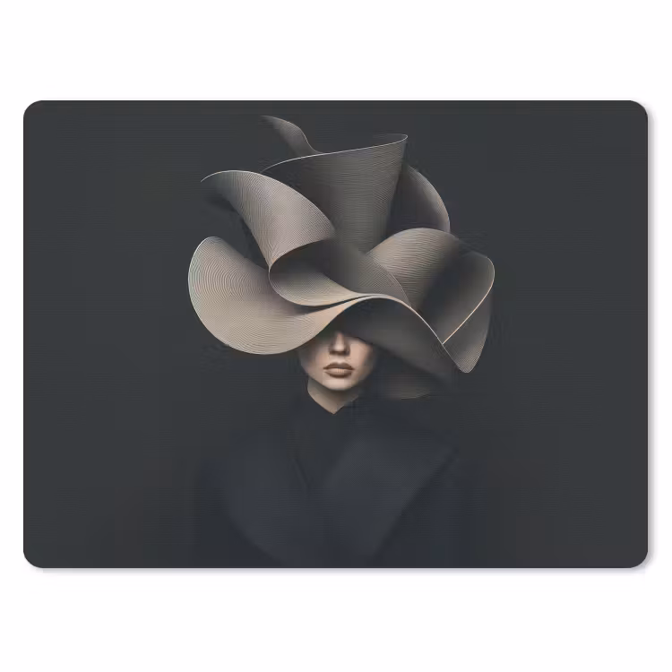 Zwarte - Hoed - Vrouw muismat rubber klein -3d