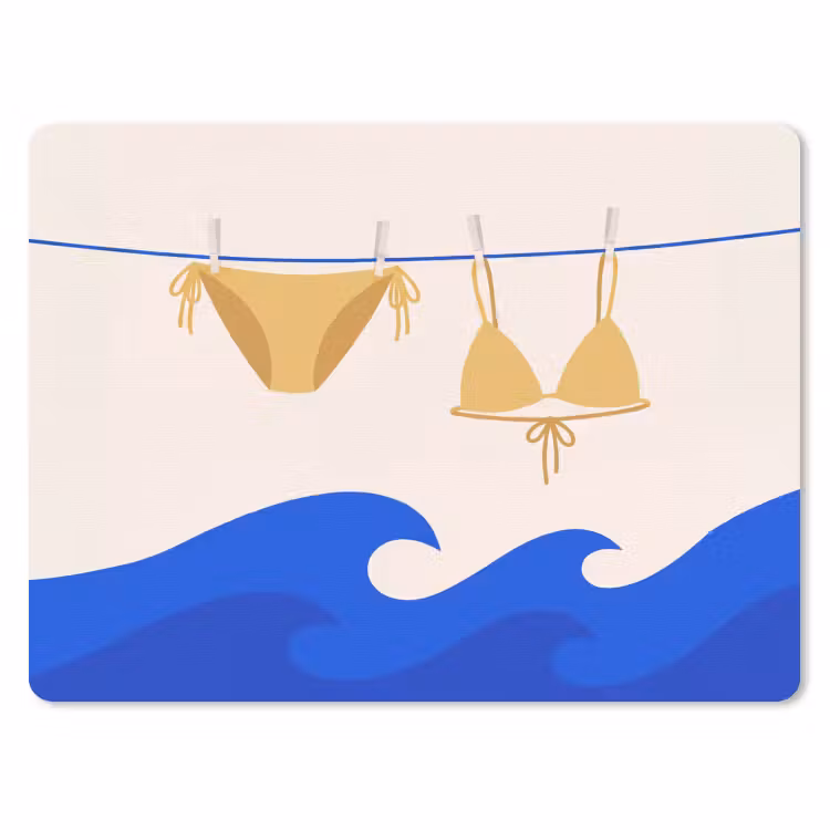 Zwemkleding - Zee - Zomer - Illustratie - Geel muismat rubber klein -3d