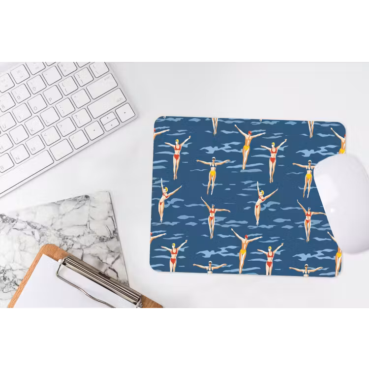 Zwemsters- Retro - Blauw muismat rubber klein 262 -witbureau
