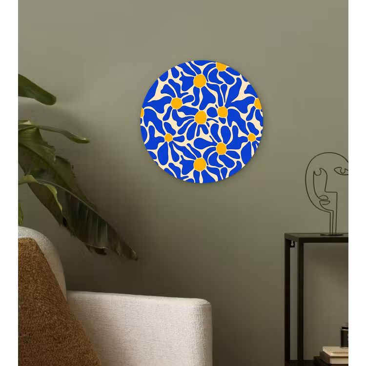 Abstract - Bloem - Blauw Wandcirkel kunststof plaat 5mm dik klein 188 -sfeer3