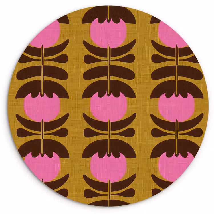 Abstract - Bloemen - Roze Wandcirkel kunststof plaat 5mm dik klein 188 -3d