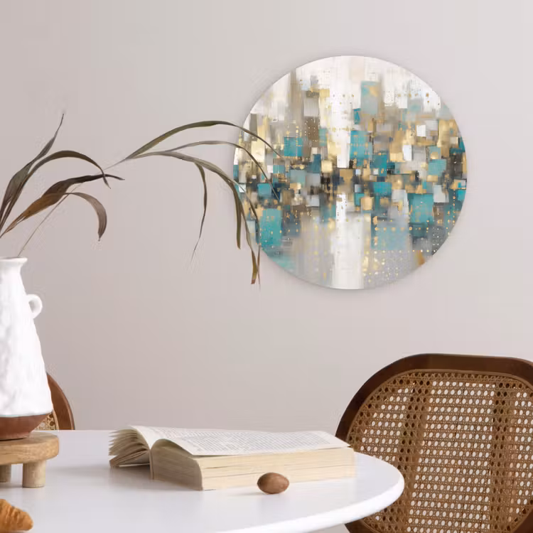 Abstract - Blokken - Goud - Skyline Wandcirkel kunststof plaat 5mm dik klein -sfeer4