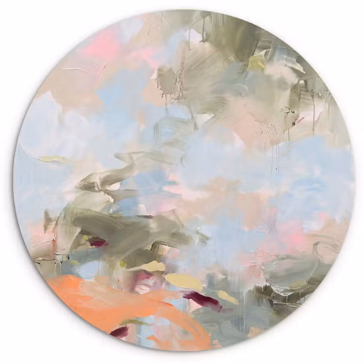 Abstract - Borstelstreken - Kunst - Modern - Pastel Wandcirkel kunststof plaat 5mm dik klein -3d