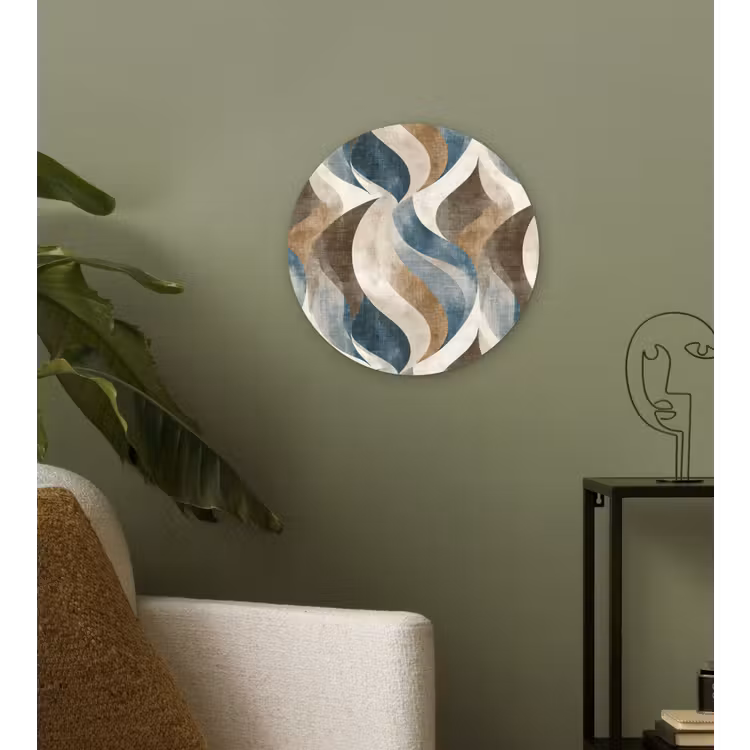 Abstract - Golven - Kleurrijk Wandcirkel kunststof plaat 5mm dik klein 188 -sfeer3