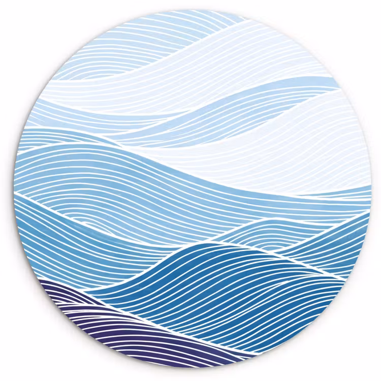 Abstract - Golven - Patroon - Blauw - Modern Wandcirkel kunststof plaat 5mm dik klein -3d