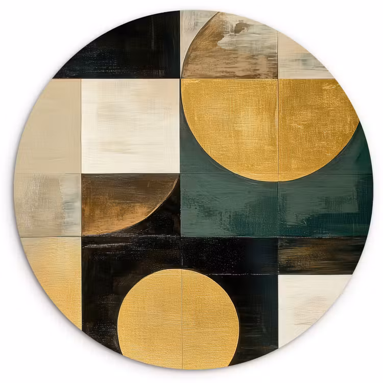Abstract - Goud - Brons - Vormen - Geometrisch Wandcirkel kunststof plaat 5mm dik klein -3d