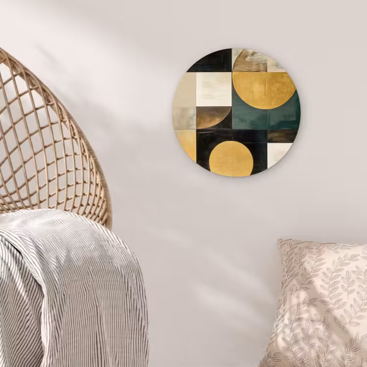 Abstract - Goud - Brons - Vormen - Geometrisch Wandcirkel kunststof plaat 5mm dik klein -sfeer5