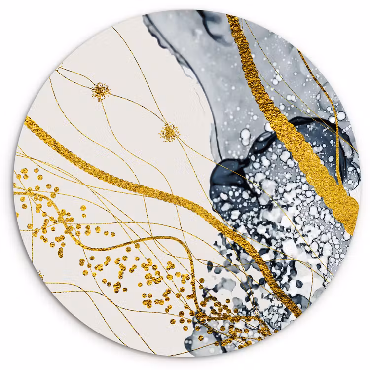 Abstract - Goud - Natuur - Kunst Wandcirkel kunststof plaat 5mm dik klein -3d