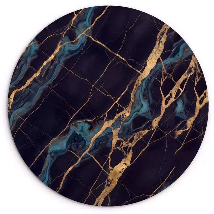 Abstract - Gouden lijnen - Kunst - Modern - Zwart Wandcirkel kunststof plaat 5mm dik klein -3d