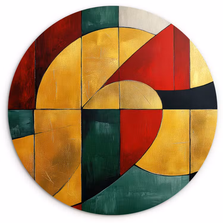 Abstract - Kerst - Goud - Rood - Groen Wandcirkel kunststof plaat 5mm dik klein -3d
