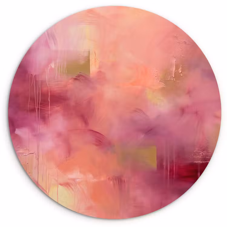 Abstract - Kleuren - Modern - Roze - Paars Wandcirkel kunststof plaat 5mm dik klein -3d
