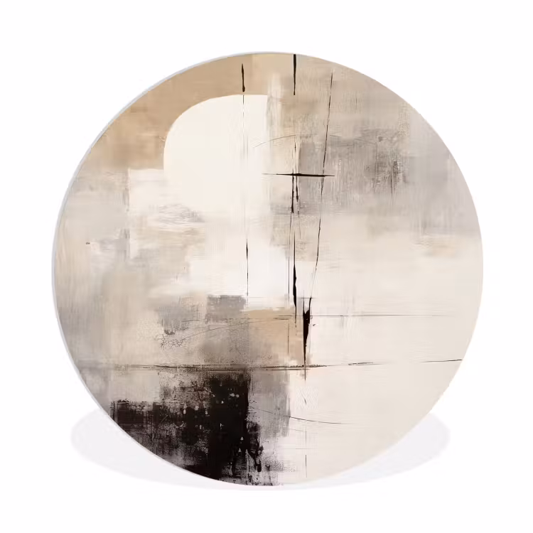 Abstract - Kunst - Grijs Wandcirkel kunststof plaat 5mm dik klein -3d