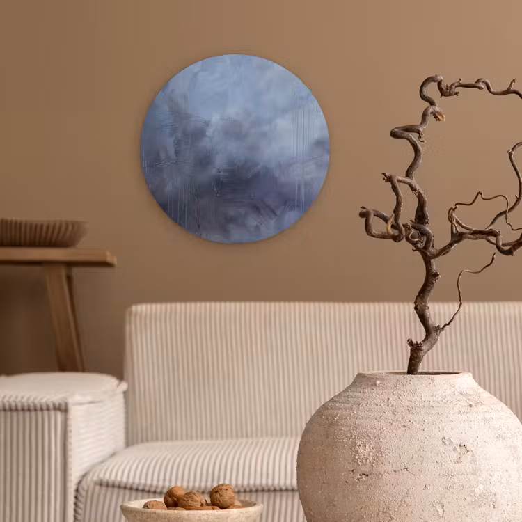 Abstract - Kwaststreken - Modern - Kunst - Grijs Wandcirkel kunststof plaat 5mm dik klein -sfeer1