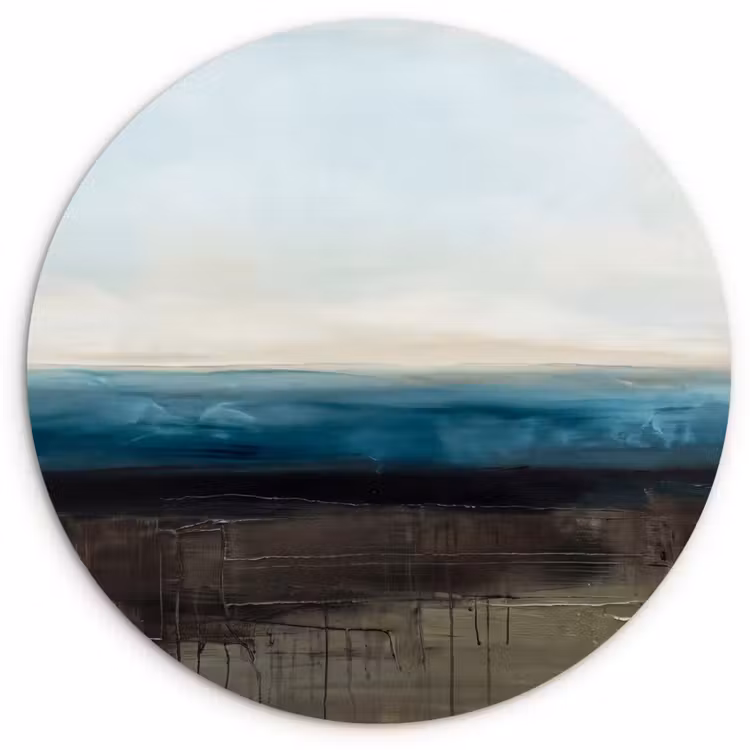 Abstract - Landschap - Horizon - Blauw - Modern Wandcirkel kunststof plaat 5mm dik klein -3d