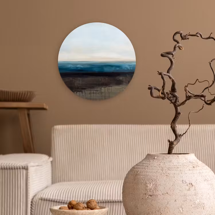 Abstract - Landschap - Horizon - Blauw - Modern Wandcirkel kunststof plaat 5mm dik klein -sfeer1