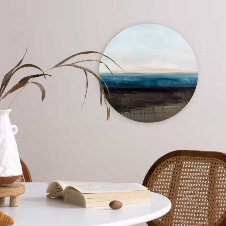 Abstract - Landschap - Horizon - Blauw - Modern Wandcirkel kunststof plaat 5mm dik klein -sfeer4