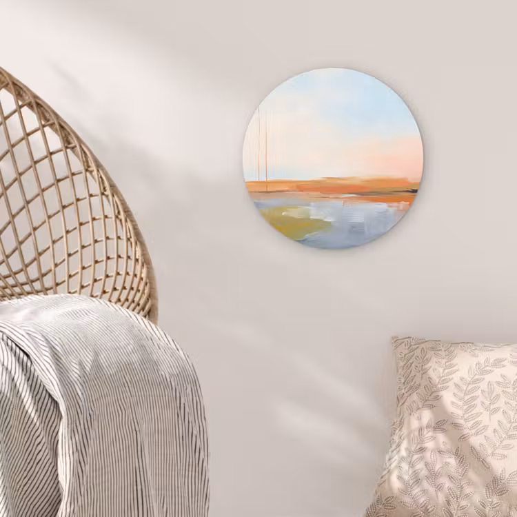 Abstract - Landschap - Horizon - Modern - Kleurrijk Wandcirkel kunststof plaat 5mm dik klein -sfeer5