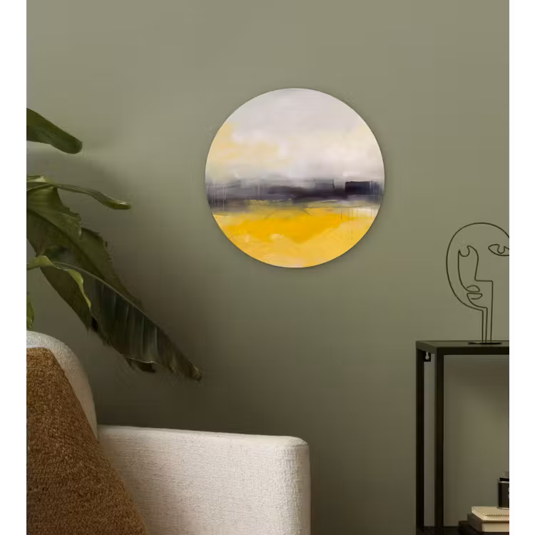 Abstract - Landschap - Modern - Geel Wandcirkel kunststof plaat 5mm dik klein -sfeer3
