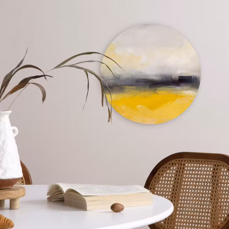 Abstract - Landschap - Modern - Geel Wandcirkel kunststof plaat 5mm dik klein -sfeer4