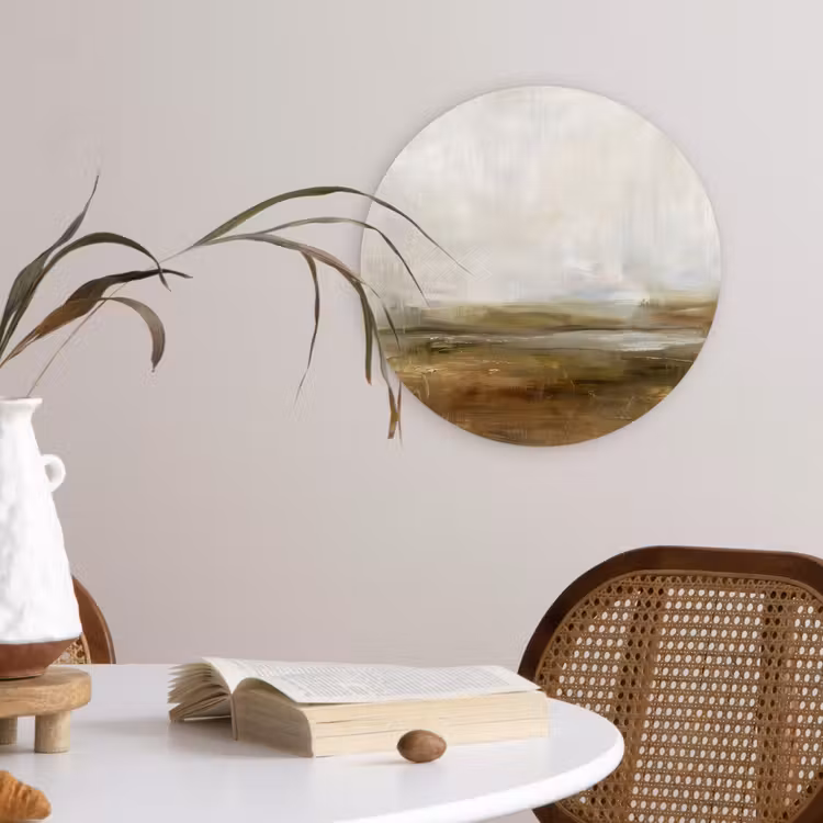 Abstract - Landschap - Natuur - Beige - Bruin Wandcirkel kunststof plaat 5mm dik klein -sfeer4