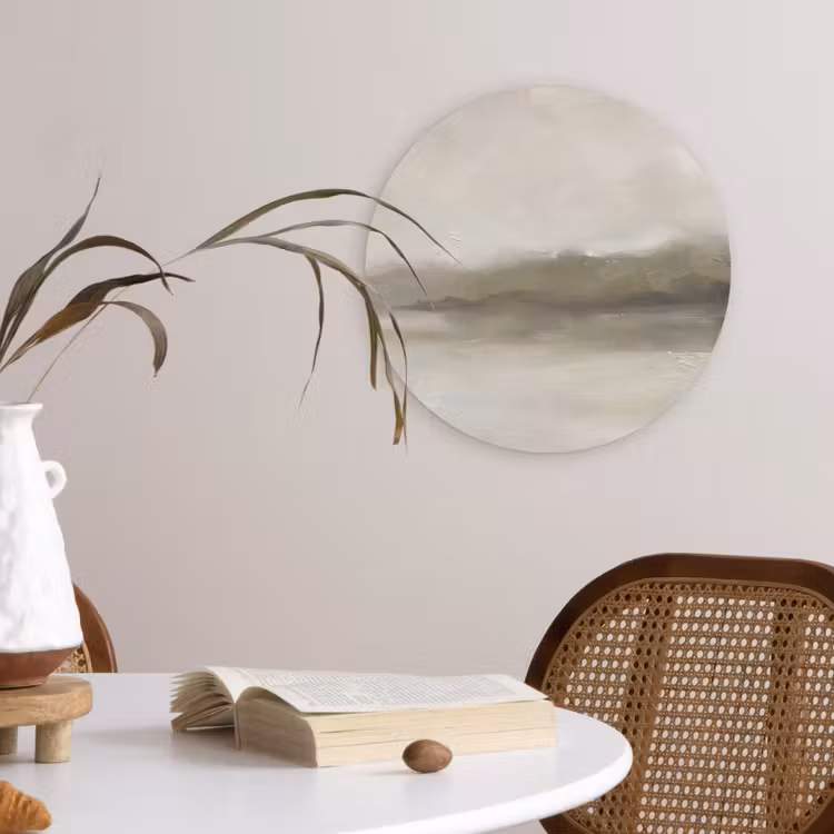 Abstract - Landschap - Nevel - Modern - Grijs Wandcirkel kunststof plaat 5mm dik klein -sfeer4
