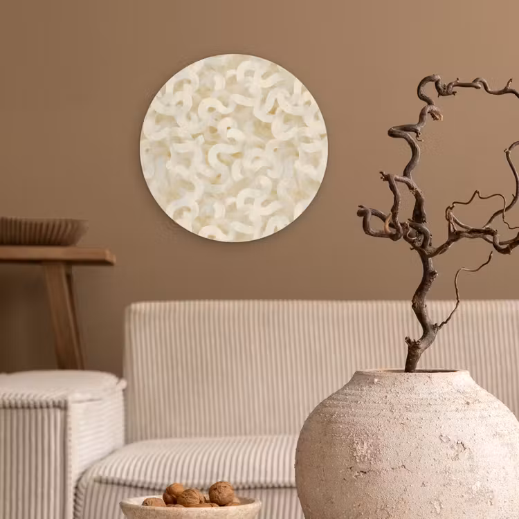 Abstract - Lijnen - Beige Wandcirkel kunststof plaat 5mm dik klein 188 -sfeer1