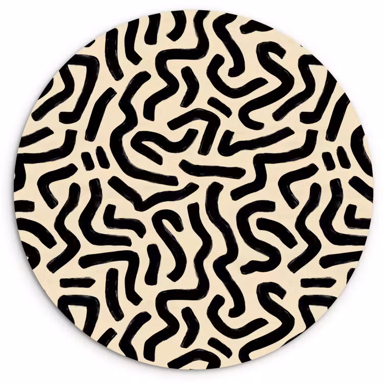 Abstract - Lijnen - Zwart Wandcirkel kunststof plaat 5mm dik klein 188 -3d