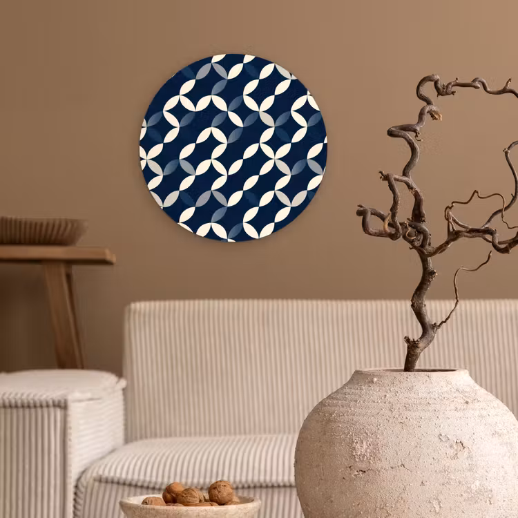 Abstract - Patroon - Blauw Wandcirkel kunststof plaat 5mm dik klein 188 -sfeer1