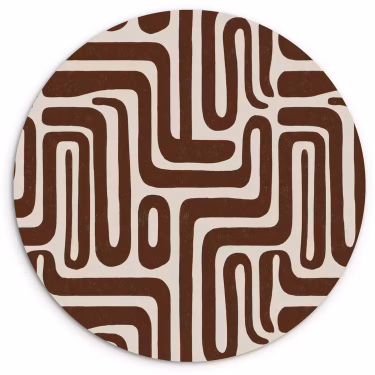 Abstract - Patroon - Bruin Wandcirkel kunststof plaat 5mm dik klein 188 -3d