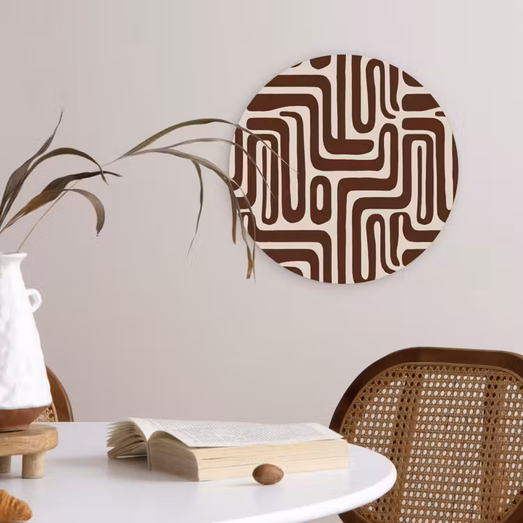 Abstract - Patroon - Bruin Wandcirkel kunststof plaat 5mm dik klein 188 -sfeer4