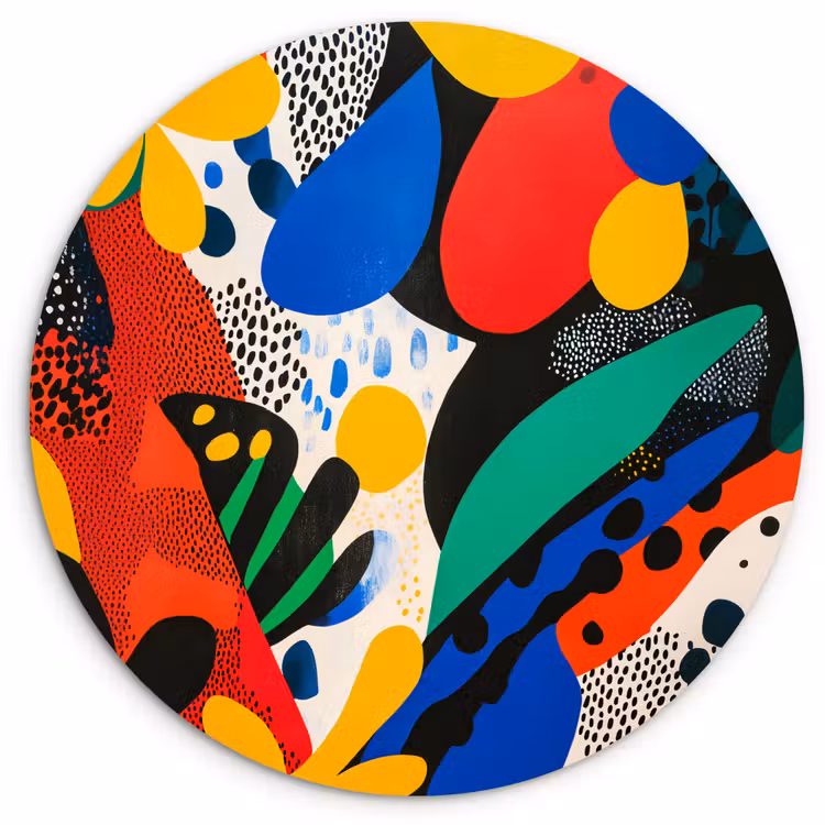 Abstract - Planten - Vormen - Kleurrijk Wandcirkel kunststof plaat 5mm dik klein -3d