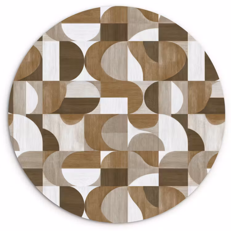 Abstract - Retro - Bruin Wandcirkel kunststof plaat 5mm dik klein 188 -3d