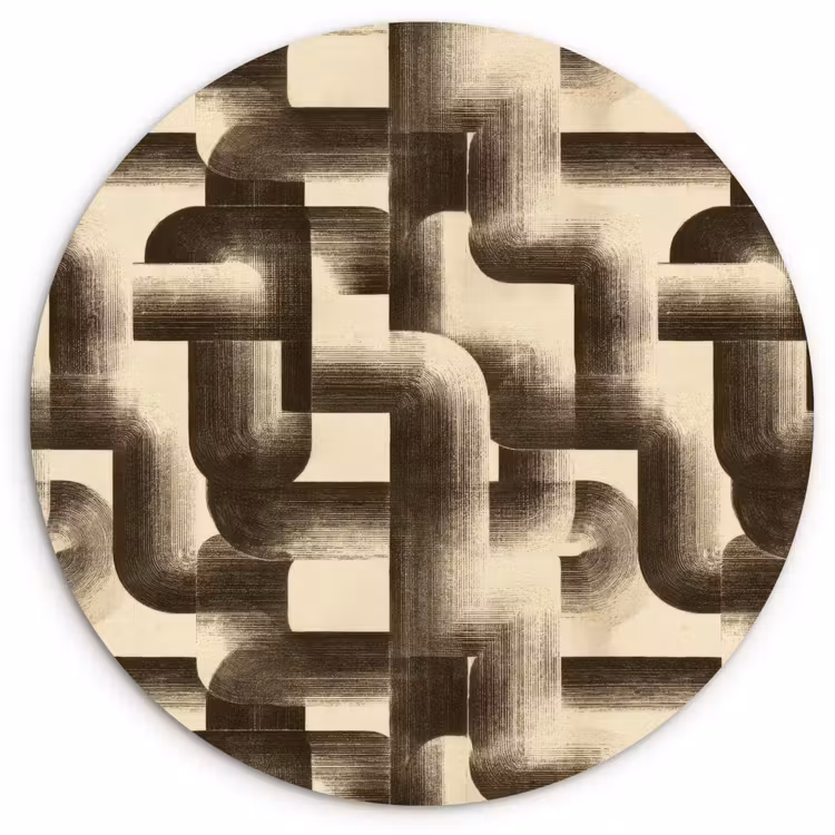 Abstract - Retro - Zwart Wandcirkel kunststof plaat 5mm dik klein 188 -3d
